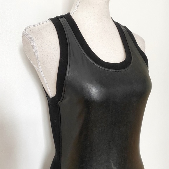 ARITZIA WILFRED FREE BEHATI BLACK FAUX LEATHER SLEEVELESS BODYCON MINI DRESS - S - Picture 5 of 9